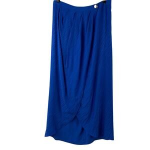 ZARA Jacquard Pleated Wrap Skirt Women L Cobalt Blue Midi Coquette Summer NEW